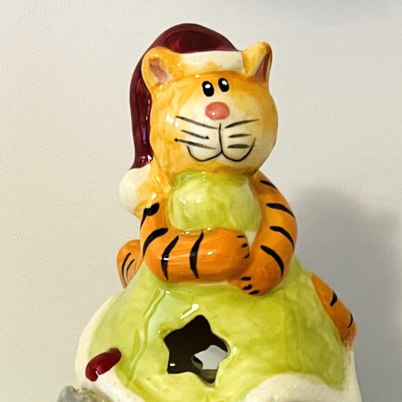 Blue Sky “The Kitty Tree” Christmas Whimsical Tealight Candle Holder Signed - Picture 9 of 11